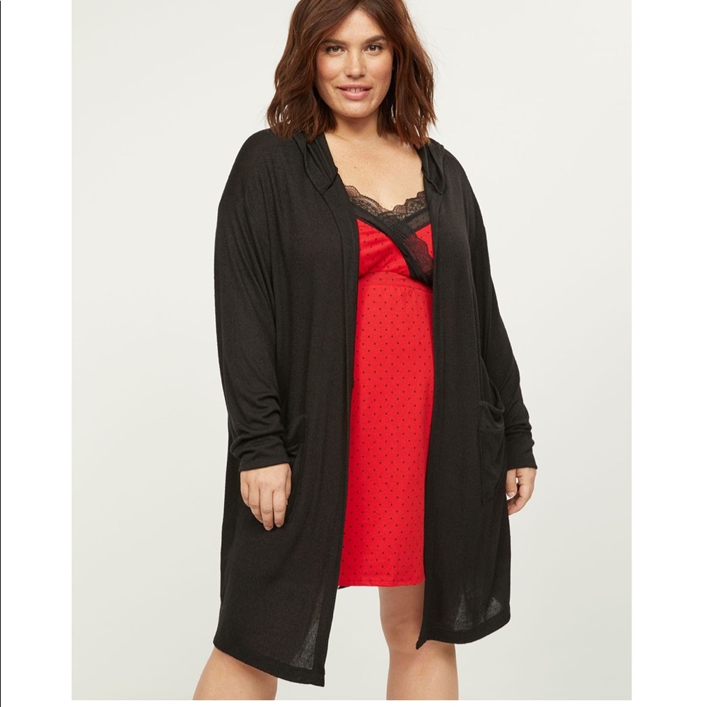 BRUSHED JERSEY HOODED ROBE